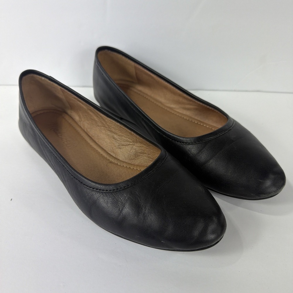 Madewell Shoes Womens 6.5 Adelle Ballet Flats Core‎ Black Leather Bow Round Toe